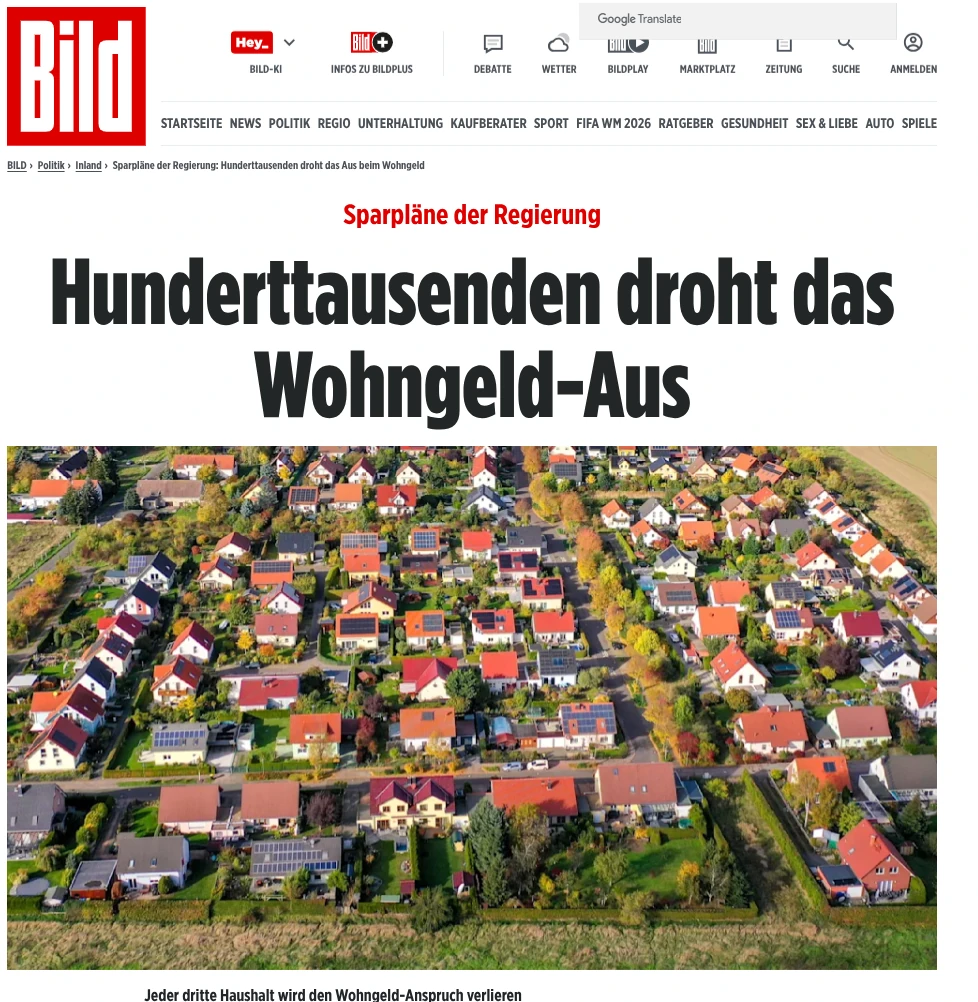 Wohngeld-Aus
